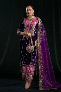 Luxury Kamkhwab Shalwar Set (VELVET) - Thumbnail 1