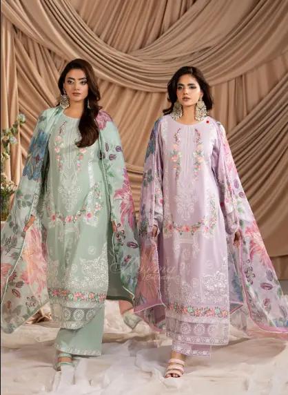 Cotton Embroidered Long Shirt&Loose Trouser - Image 1