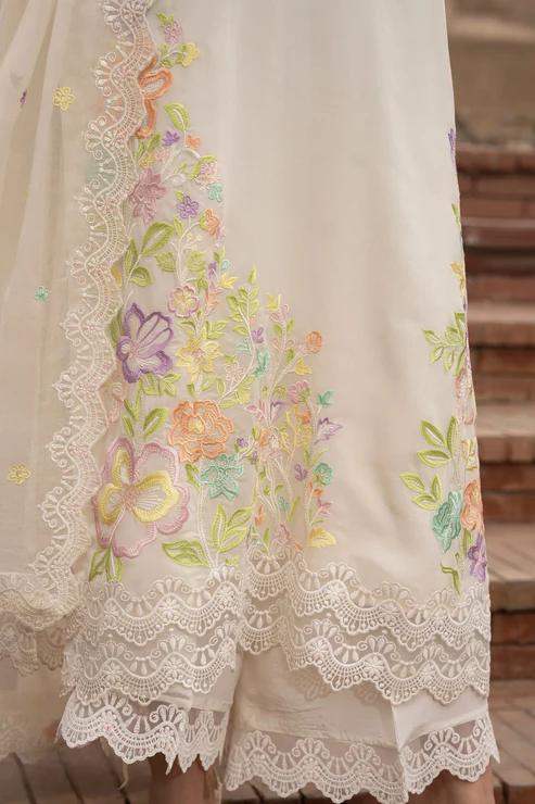 Chikankari Long Shirt with Sequins Dupatta & Capri - Image 10