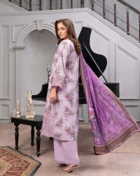 Printed Embroidered Suit with Beaded Tassel - Thumbnail 2