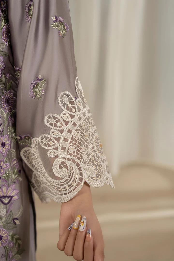 Multi Thread Embroidered Silk Suit - Image 12