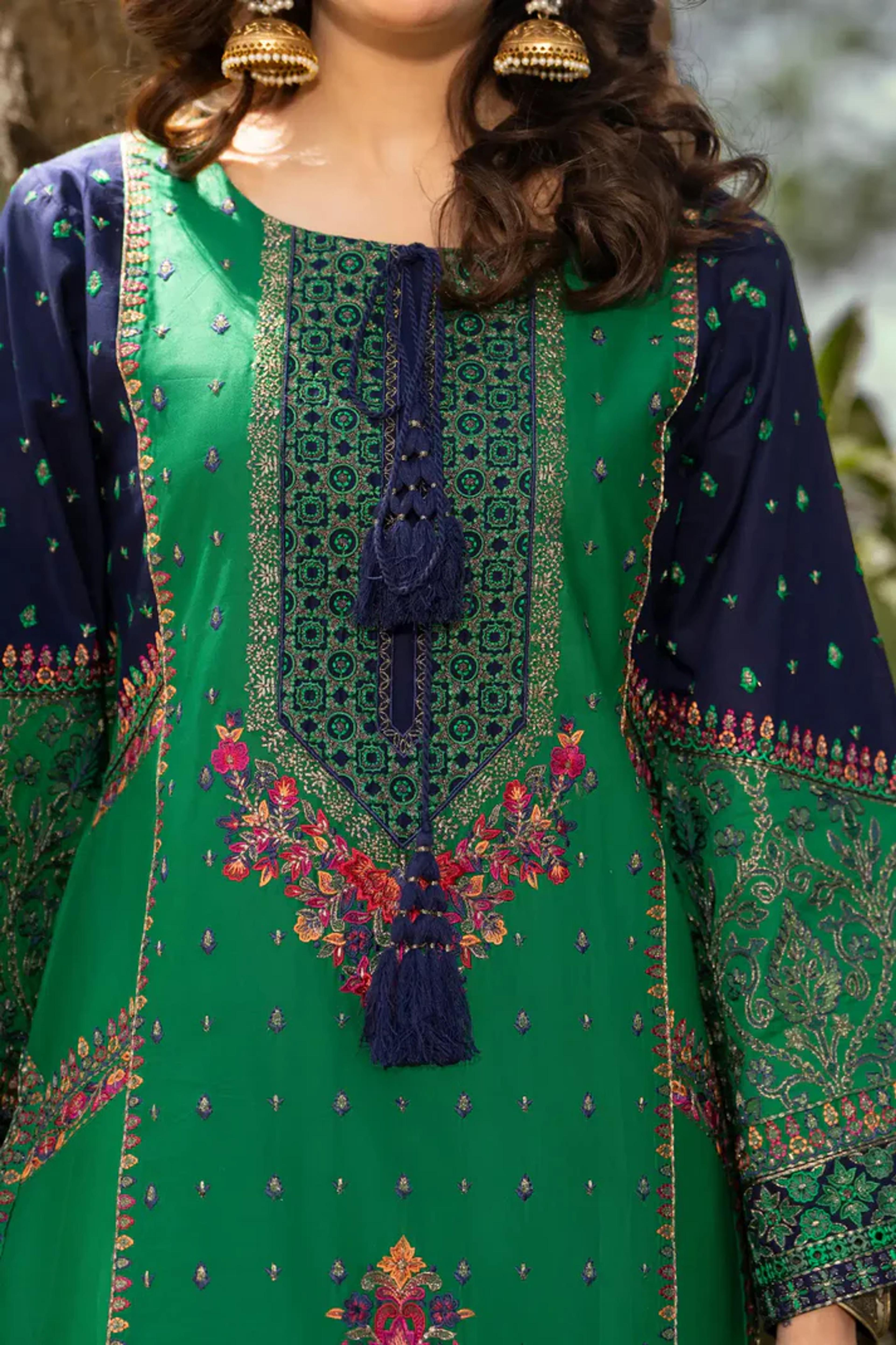 Traditional Ethnic Set with Apple Silk & Farshi Shalwar - Thumbnail 10