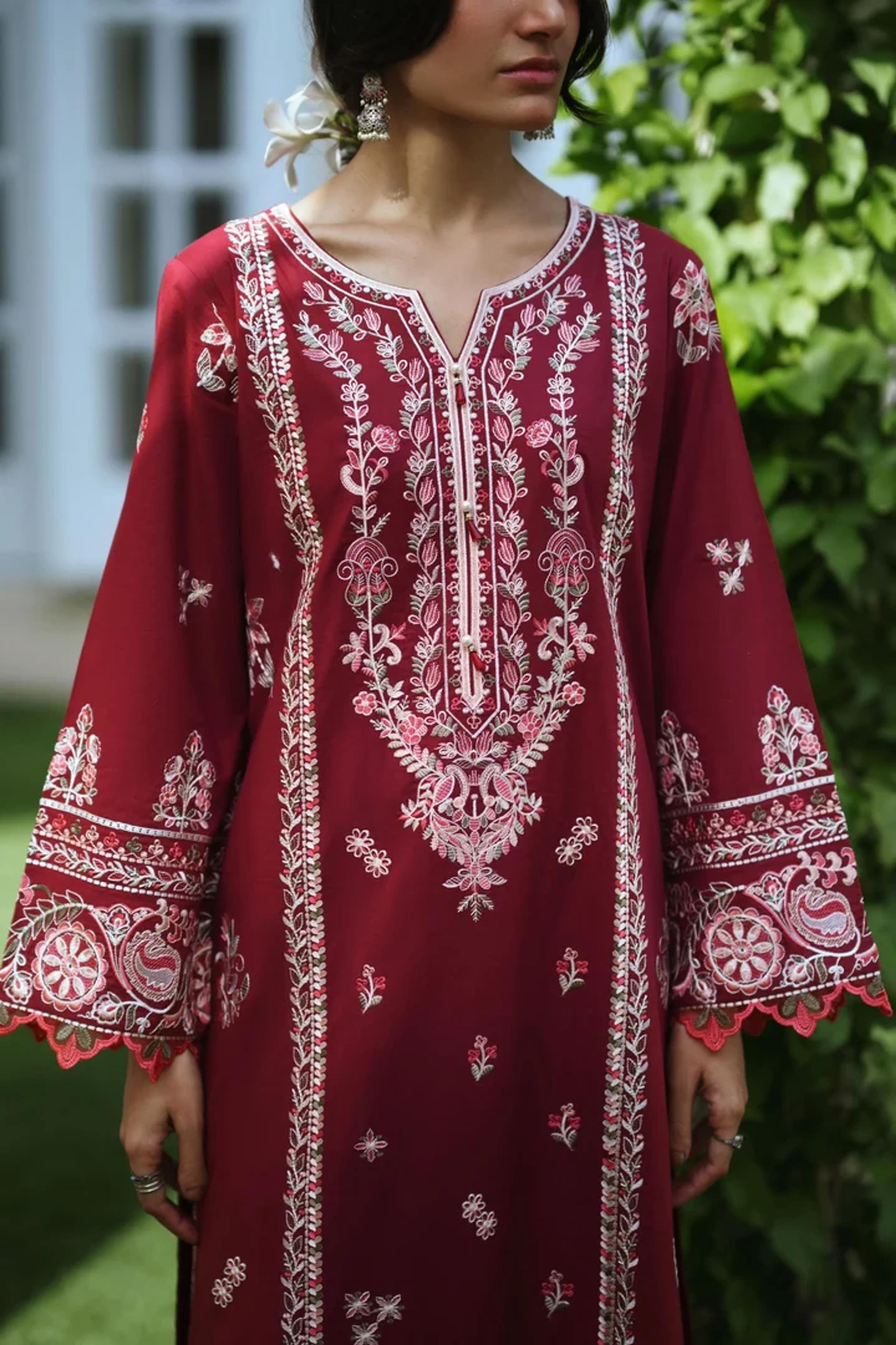 Rustic Maroon Lawn Suit - Thumbnail 5