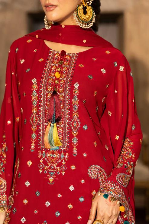 Chiffon Threadwork Suit with Gota Dupatta - Image 11