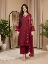 Refined Cotton Lawn Suit with Embroidered - Thumbnail 1