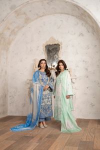 Chikankari & Multi-Thread Embroidered 3-Piece Suit - Thumbnail 1