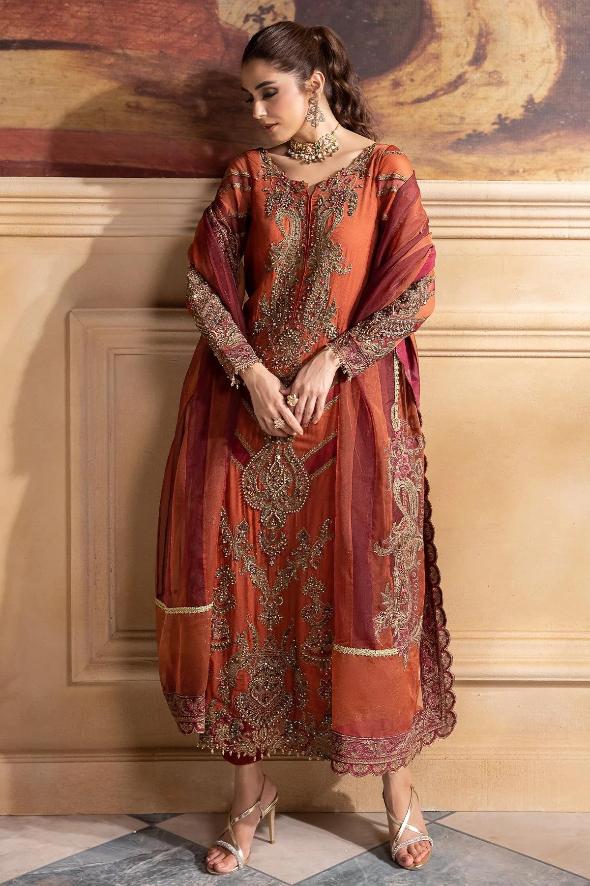 Embroidered Chiffon Suit with Organza Dupatta - Image 3