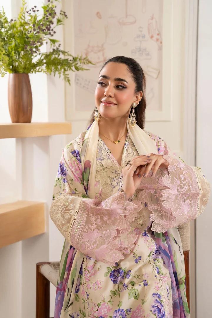Lawn Ensemble with Delicate Lace Detailing - Image 2
