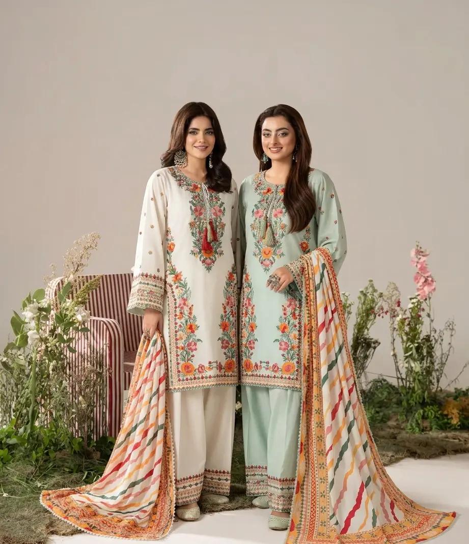 Short shirt with intricate multi-thread embroidery - Image 1