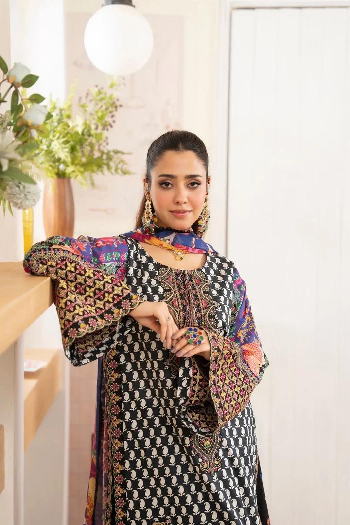 Festive Lawn Ensemble with Flared Sharara - Image 2