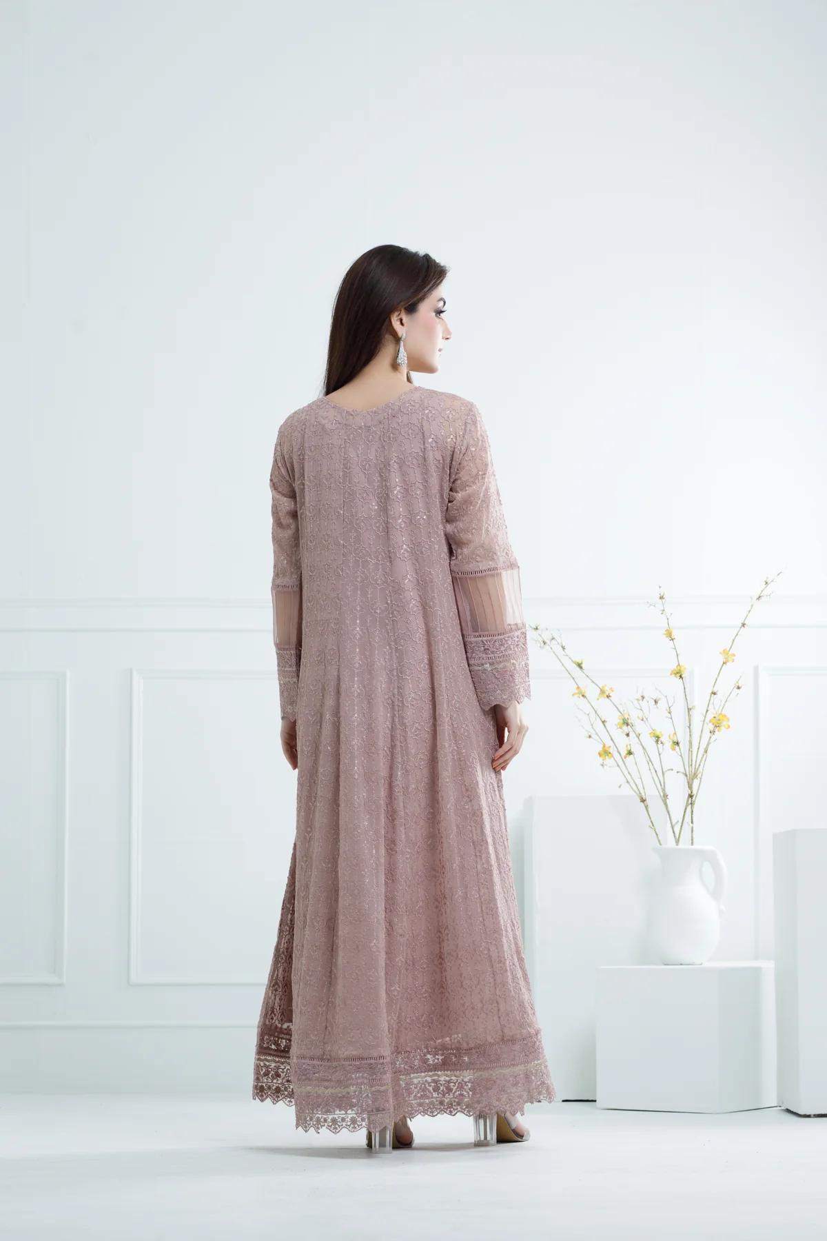 Chiffon Hand-Worked Long Frock - Image 8