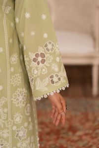 Organza Cutwork 3D Flower Suit & Chiffon Dupatta - Thumbnail 8