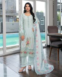 Embroidered Suit with Rose Motifs - Thumbnail 1