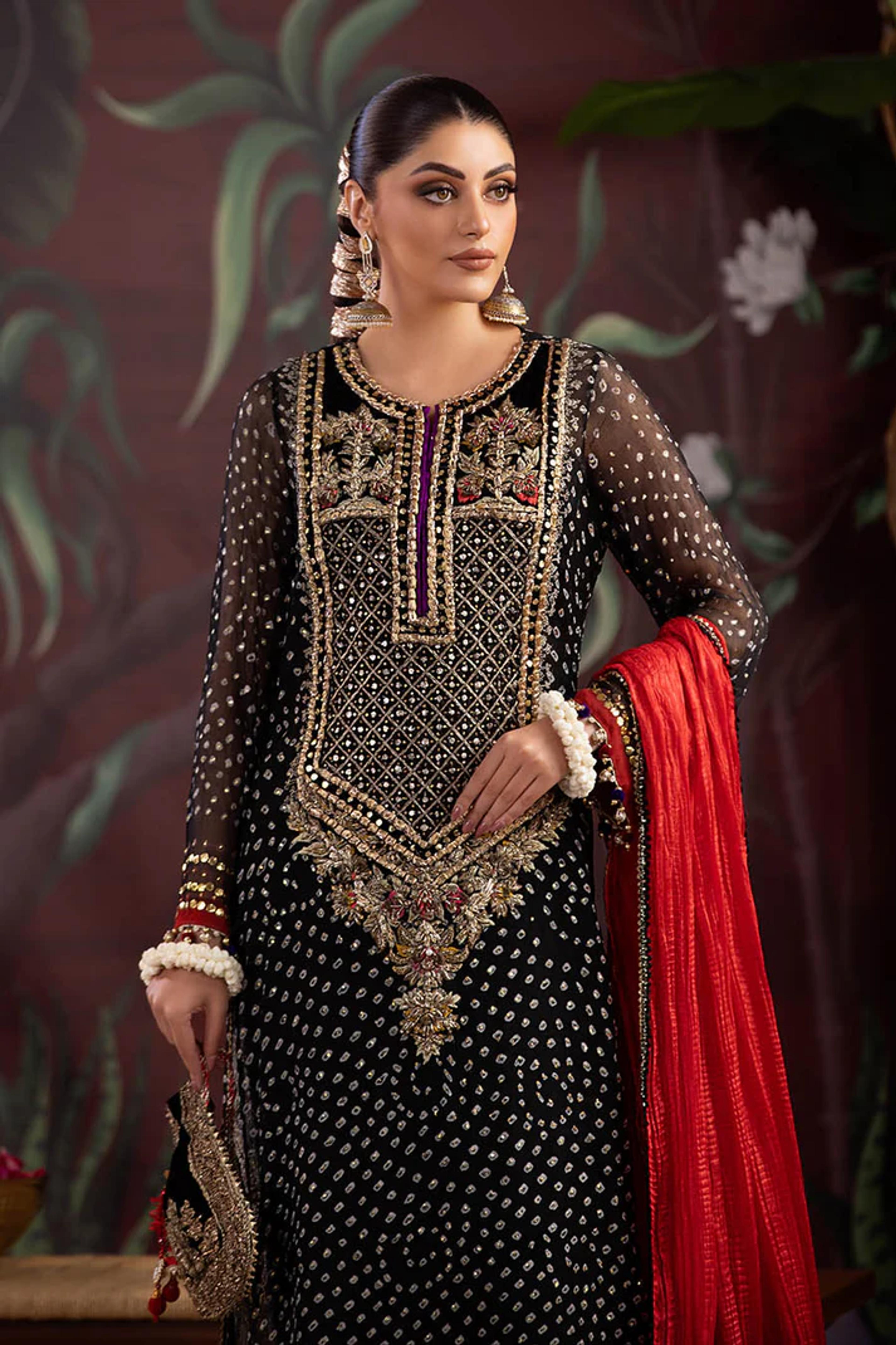 Handmade Chunnari Chiffon Bridal Wear - Thumbnail 5