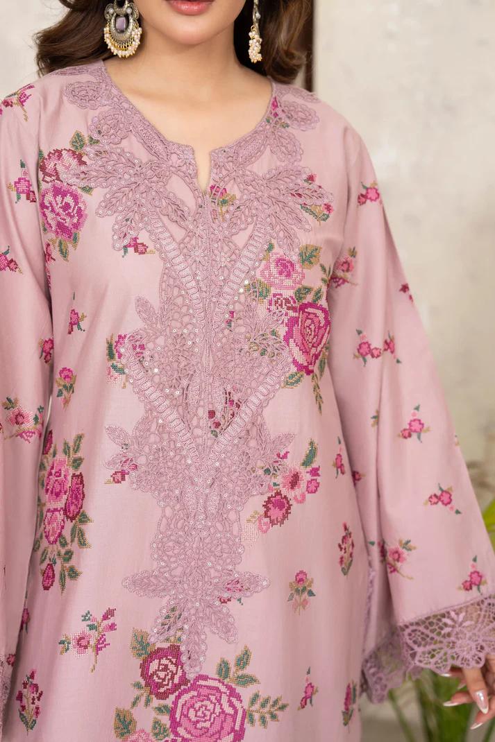 Cross-Stitch & Patchwork Long Shirt with Cutwork Loose Trouser - Image 10