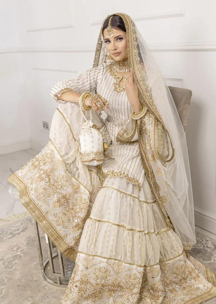 Ivory Gold Embellished Gharara Set - Image 10