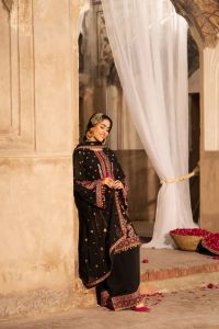 Chiffon Threadwork Suit with Gota Dupatta - Thumbnail 5