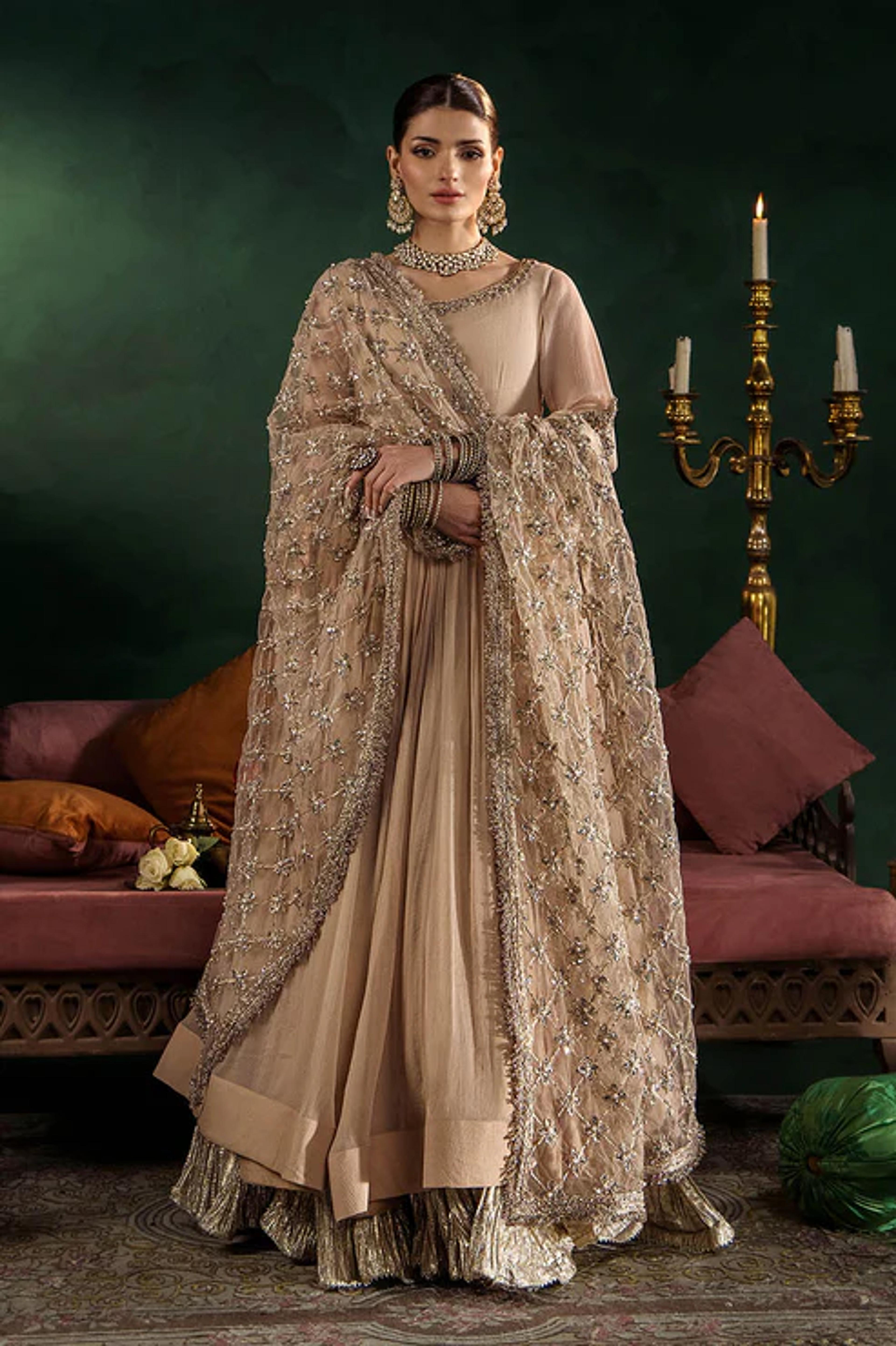 Hand-Embroidered Chiffon Suit with Sharara - Thumbnail 3