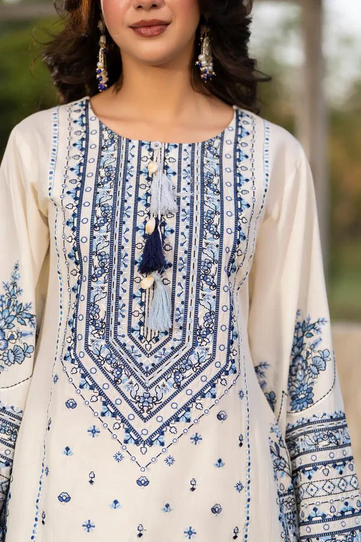 Multi-Thread Embroidered Shirt with Classic Shalwar - Image 4