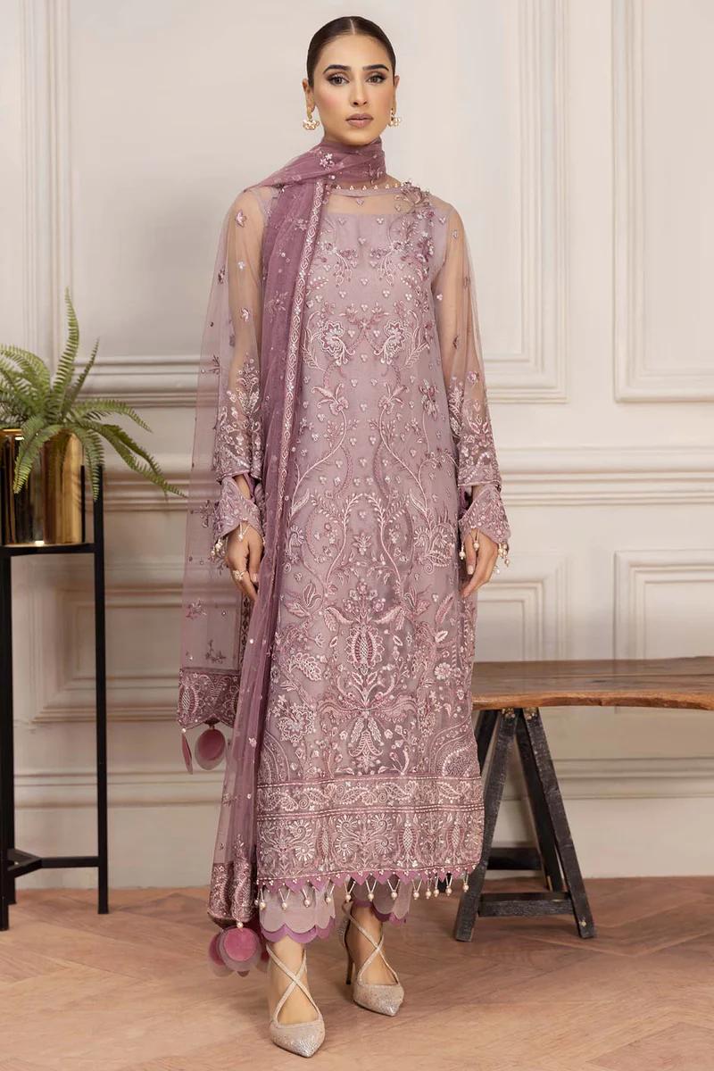 Embroidered Net Suit with Silk Trouser - Image 6