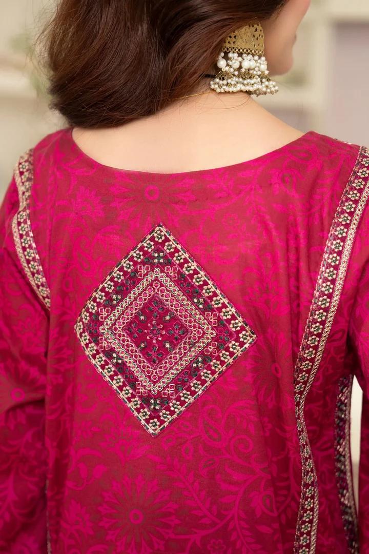 Magenta Lawn Suit with Flowing Farshi Shalwar - Image 5