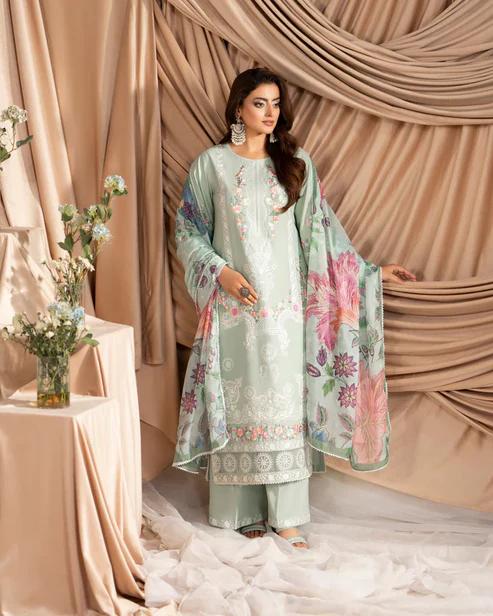 Cotton Embroidered Long Shirt&Loose Trouser - Image 12