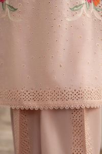 Embroidered Short Shirt & Tulip Shalwar with Chiffon Dupatta - Thumbnail 4