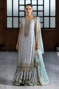 Regal Gloss Silk Ensemble with Crush Sharara - Thumbnail 8