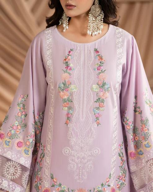 Cotton Embroidered Long Shirt&Loose Trouser - Image 3