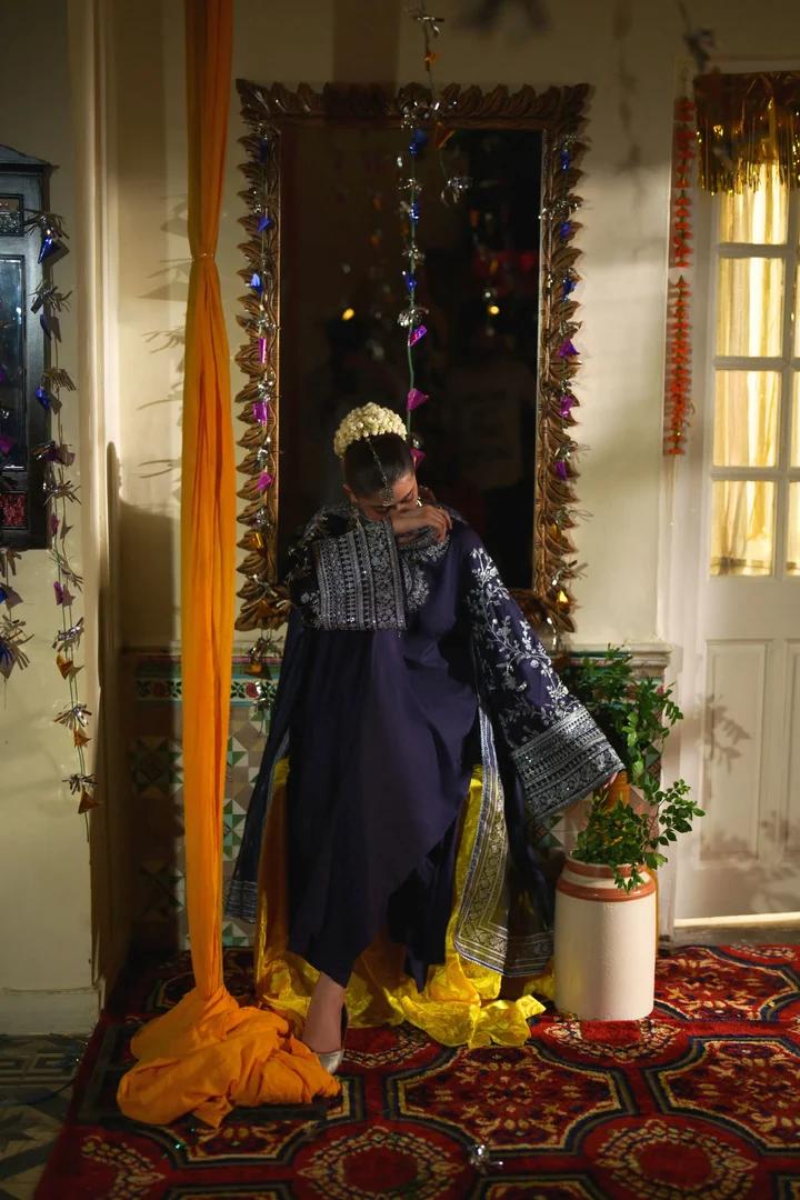 Navy Silver Embroidered Suit - Image 5