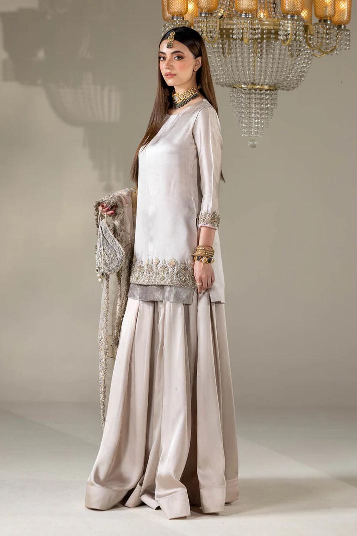 Silk Suit with Embellished Dupatta & Sharara - Image 3