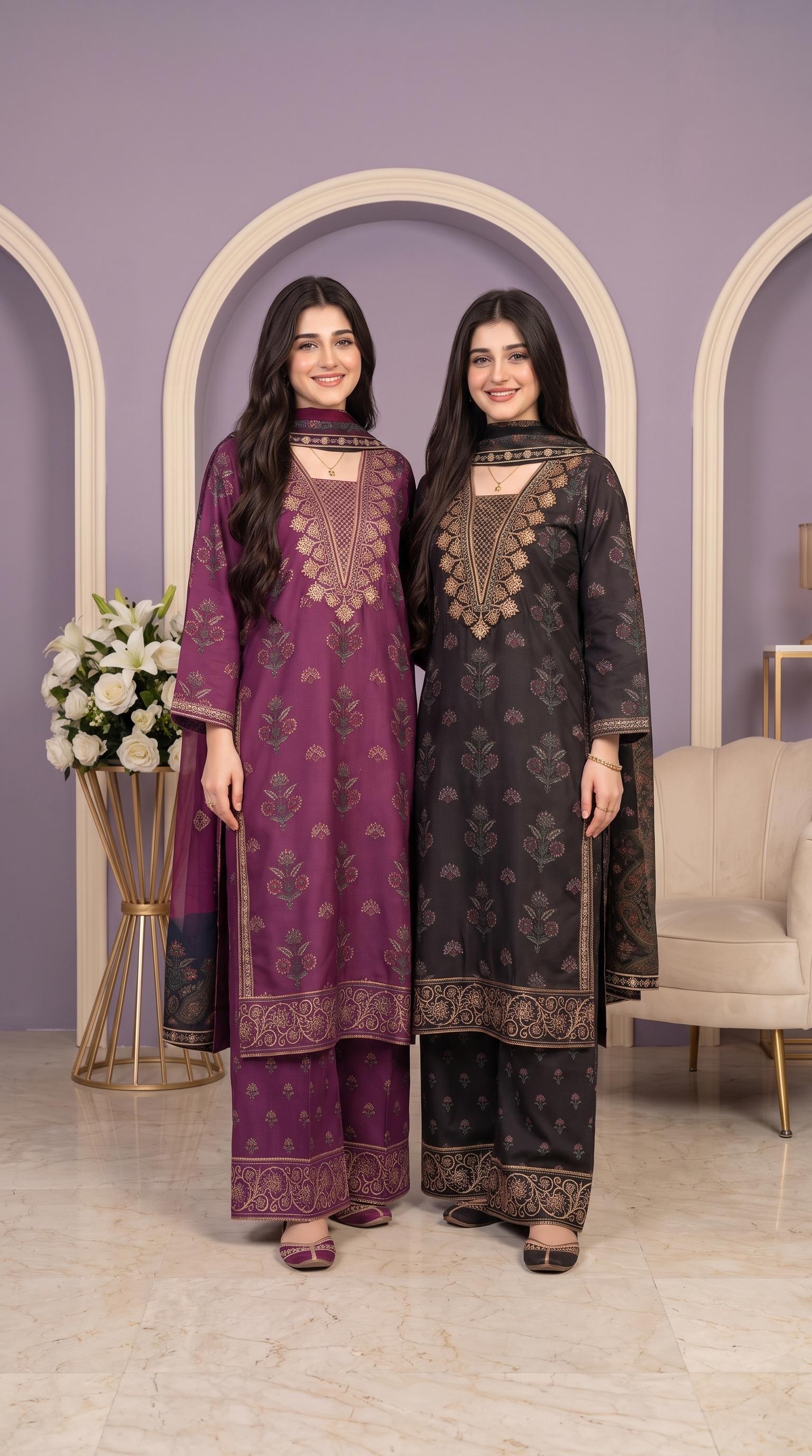 3PC Suit with Embroidery - Image 1