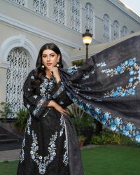 Embroidered Suit with Scalloped Neckline - Thumbnail 5