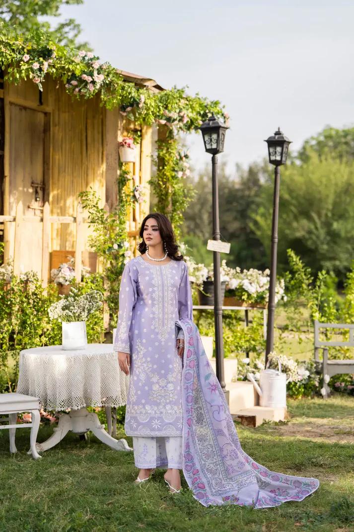 Cotton Embroidered Shirt & Sequins Dupatta - Image 2