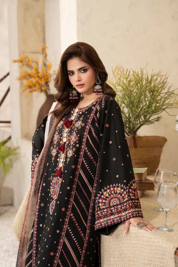 Kashmiri Embroidered Long Shirt with Silk Dupatta - Image 13