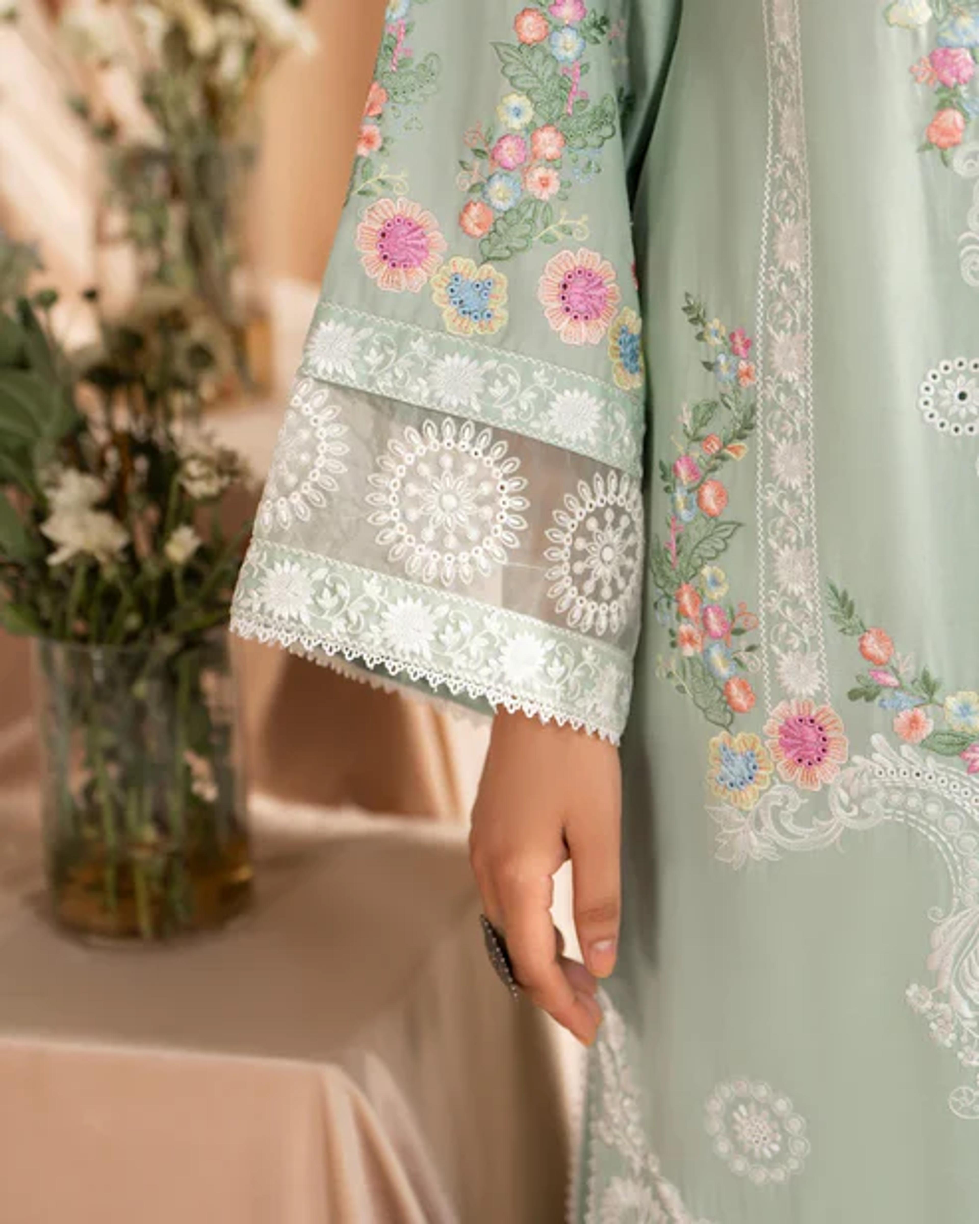 Cotton Embroidered Long Shirt&Loose Trouser - Thumbnail 10