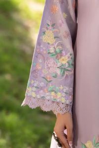 Thread-Work High-Neck Long Shirt with Printed Dupatta - Thumbnail 6