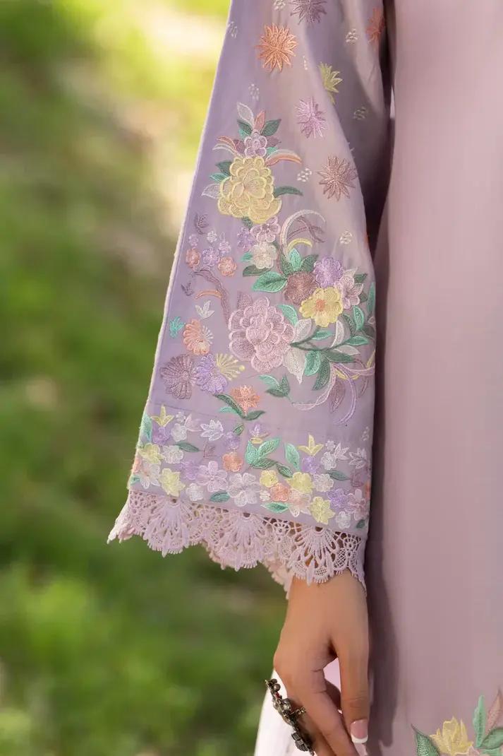 Thread-Work High-Neck Long Shirt with Printed Dupatta - Image 6