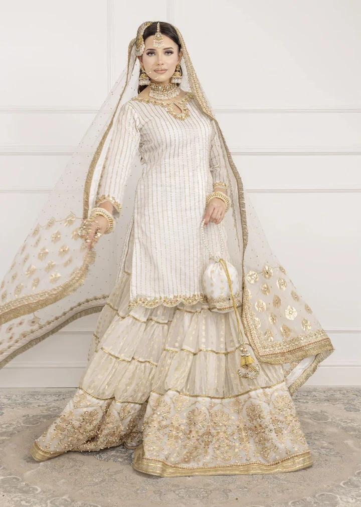 Ivory Gold Embellished Gharara Set