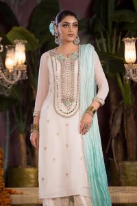 Mirror Work Chiffon 3PC Luxury Suit - Thumbnail 3