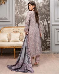 Printed Embroidered Suit with Cutwork - Thumbnail 2