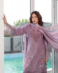 Embroidered Dhanak 3 Piece Suit - Thumbnail 5