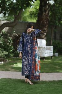Midnight Bloom Embroidered Lawn Suit - Thumbnail 1