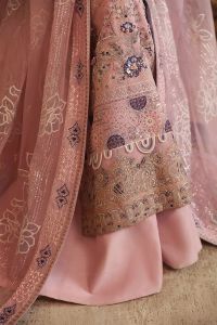 Embroidered Chiffon Suit with Appliqué Dupatta - Thumbnail 3