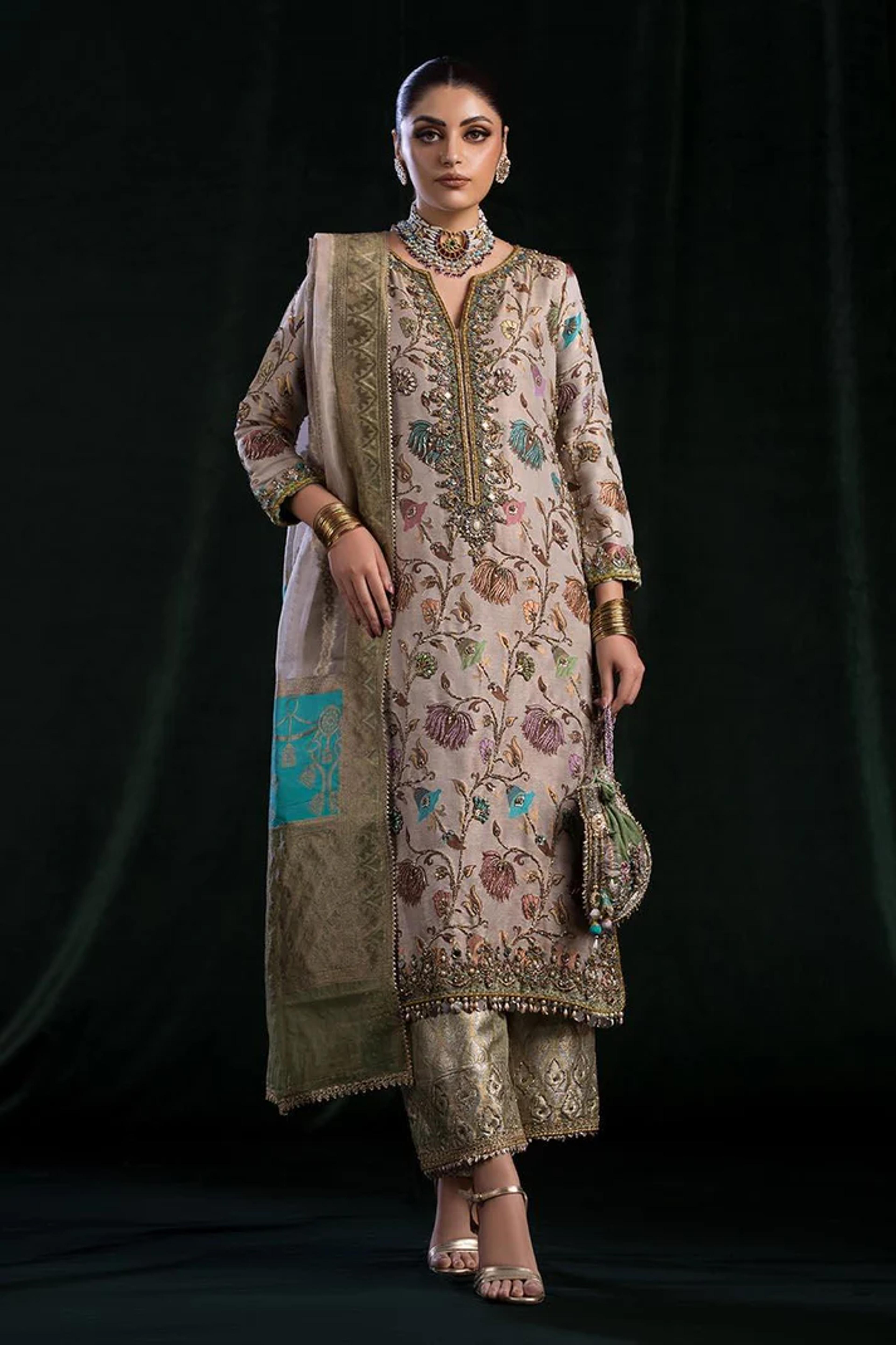 Embroidered Zardozi & Dabka Suit - Thumbnail 2