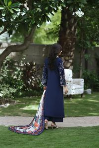 Midnight Bloom Embroidered Lawn Suit - Thumbnail 3