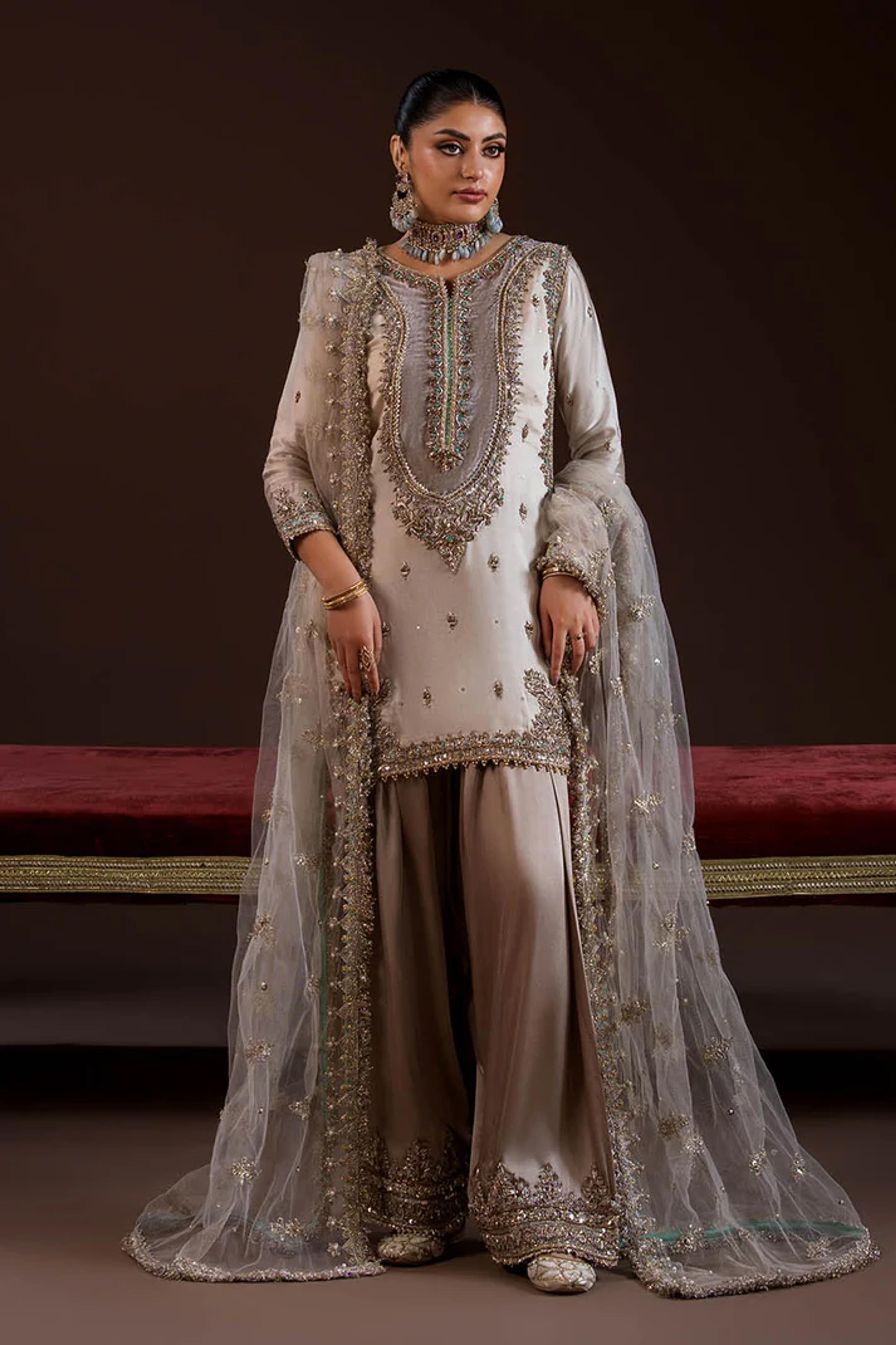 Silk Suit with Net Dupatta&Trousers - Thumbnail 6