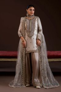 Silk Suit with Net Dupatta&Trousers - Thumbnail 6