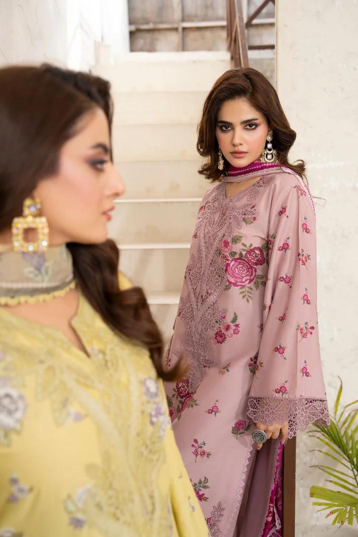 Cross-Stitch & Patchwork Long Shirt with Cutwork Loose Trouser - Image 1