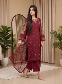 Refined Cotton Lawn Suit with Embroidered - Thumbnail 4